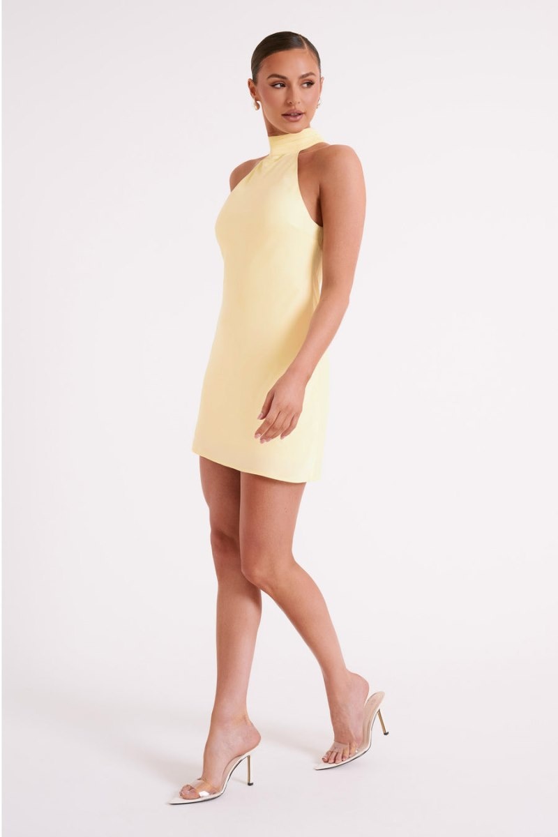 Women's Meshki Claire Matte A Line Mini Dress Light Yellow Australia | Q6R-4019