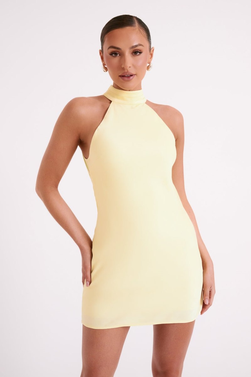 Women's Meshki Claire Matte A Line Mini Dress Light Yellow Australia | Q6R-4019