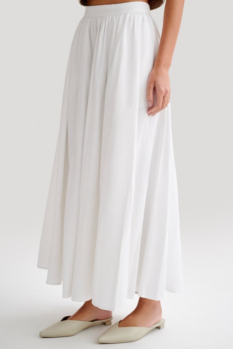 Women's Meshki Clarence Linen A-Line Maxi Skirts White Australia | T5R-4536