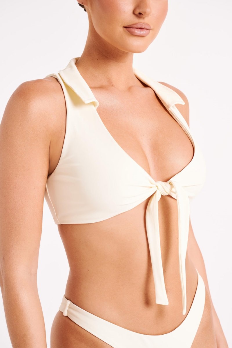 Women's Meshki Clarita Recycled Tie Up Bikini Top Bikinis White Australia | W8R-1703