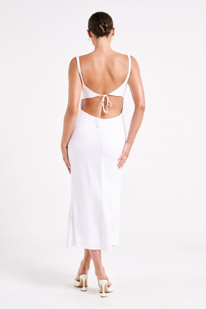 Women's Meshki Constance Cupped Midi Dress White Australia | Y6S-0512