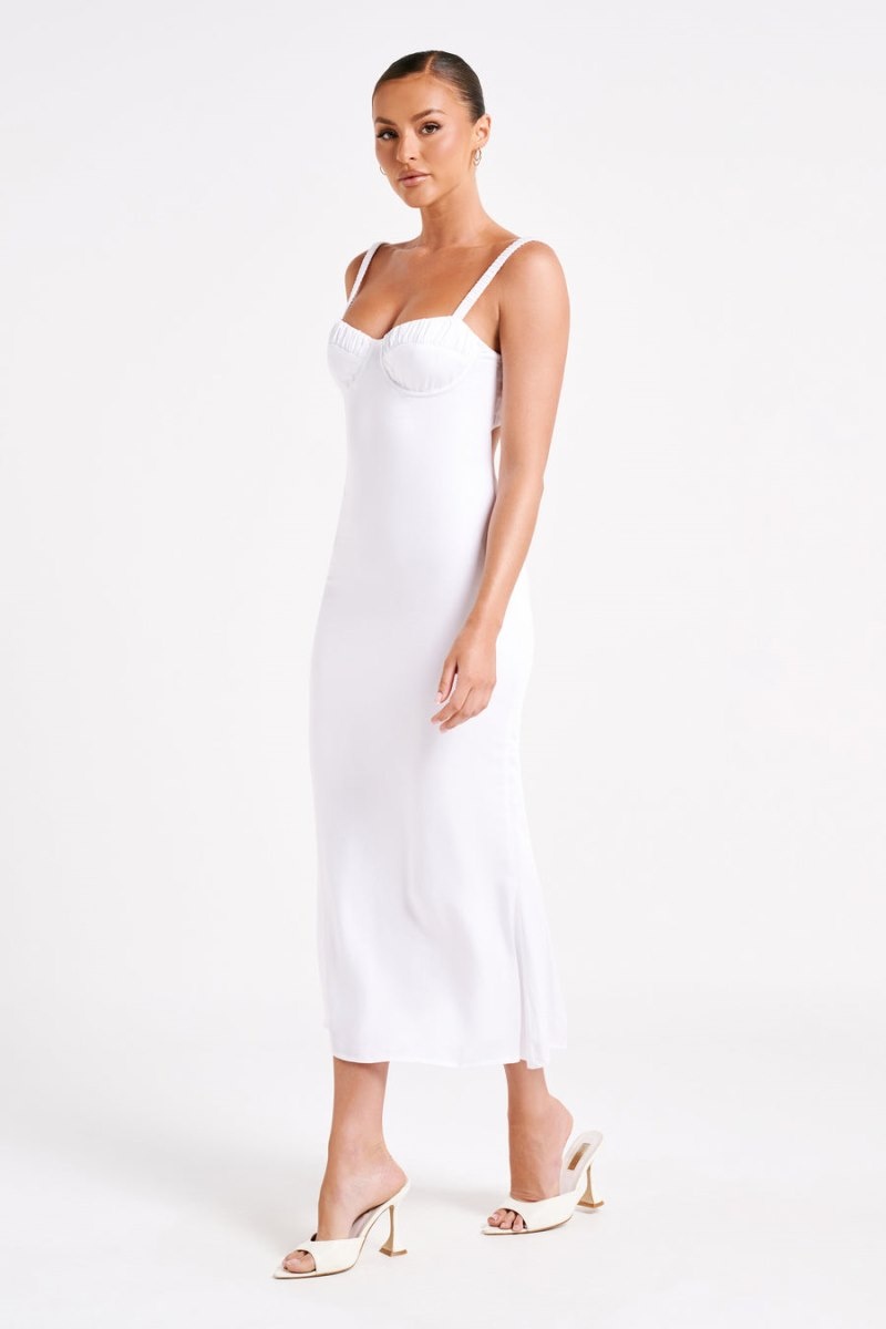 Women's Meshki Constance Cupped Midi Dress White Australia | Y6S-0512