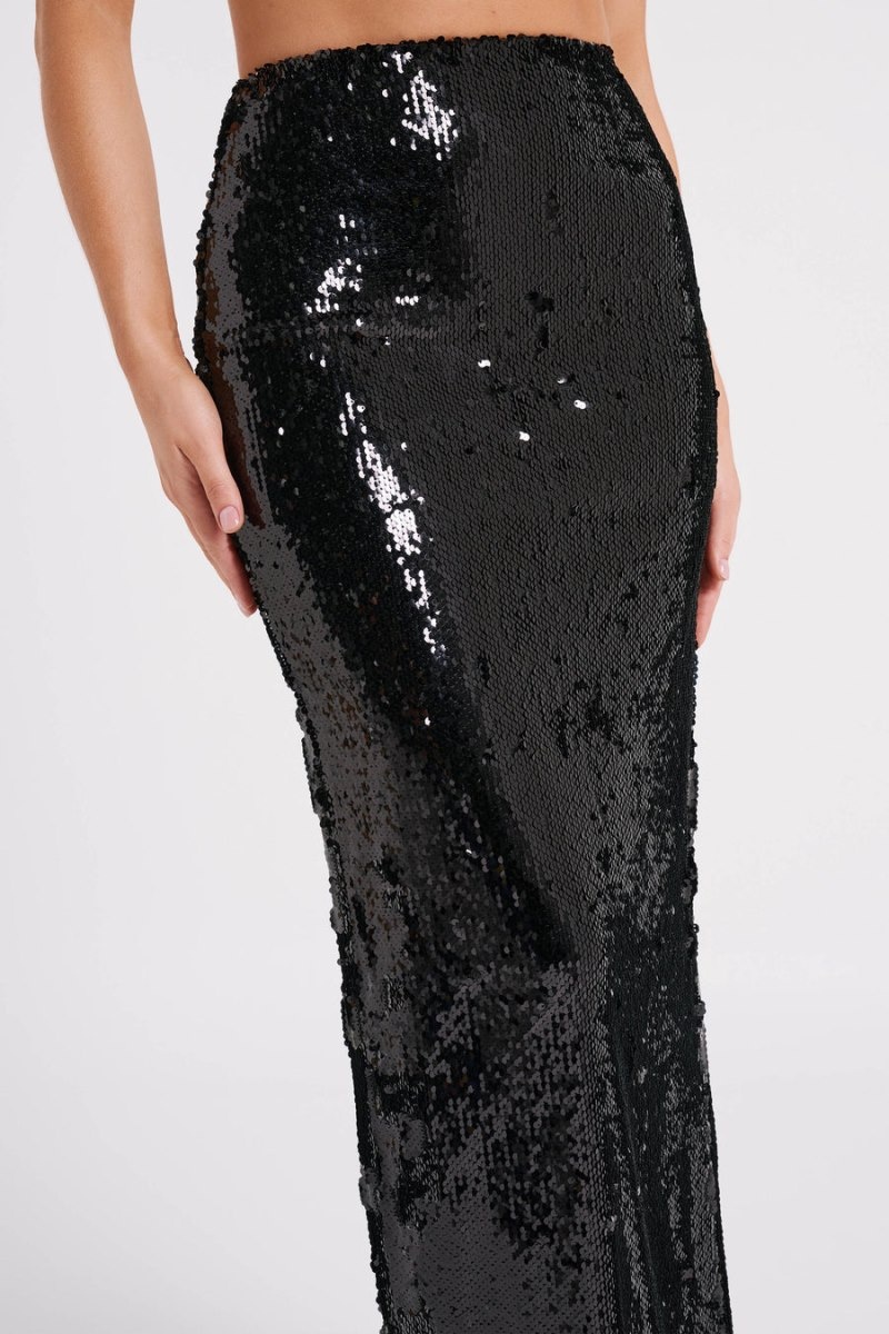 Women's Meshki Cosette Sequin Maxi Skirts Black Australia | F7Q-1612