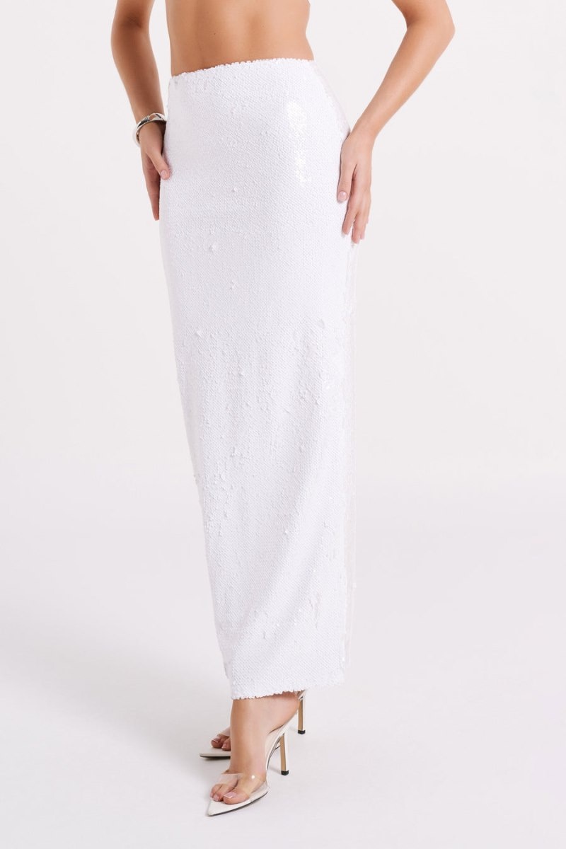 Women's Meshki Cosette Sequin Maxi Skirts White Australia | G2M-3071