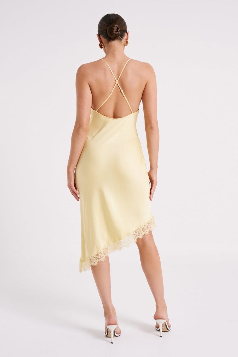 Women's Meshki Crawford Satin Midi Dress Yellow Australia | R3L-5650