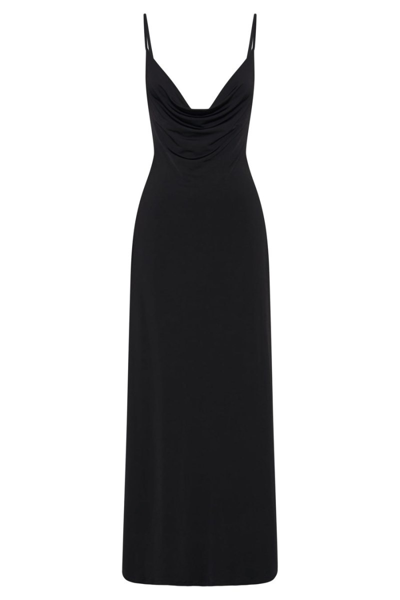 Women's Meshki Darcy Cowl Low Back Maxi Dress Black Australia | M6J-1673