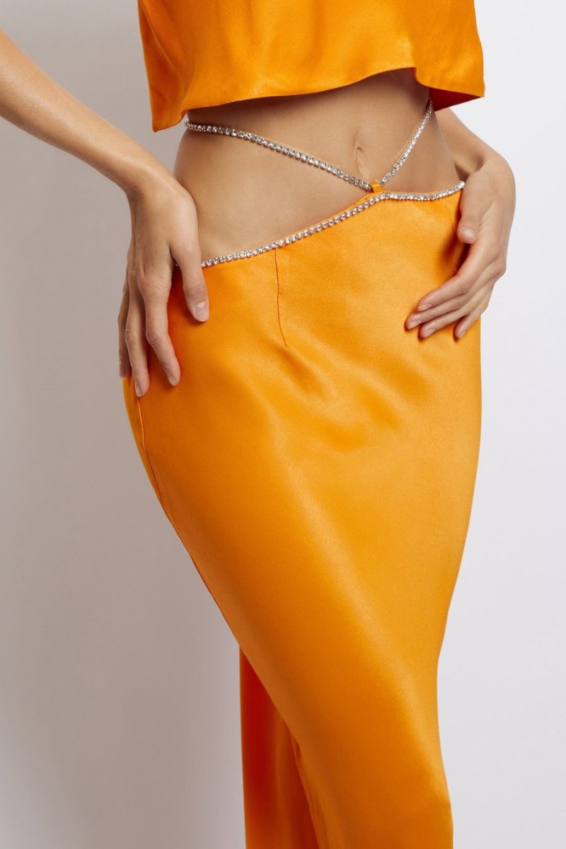 Women's Meshki Dayana Diamante Maxi Skirts Orange Australia | Z0G-2996