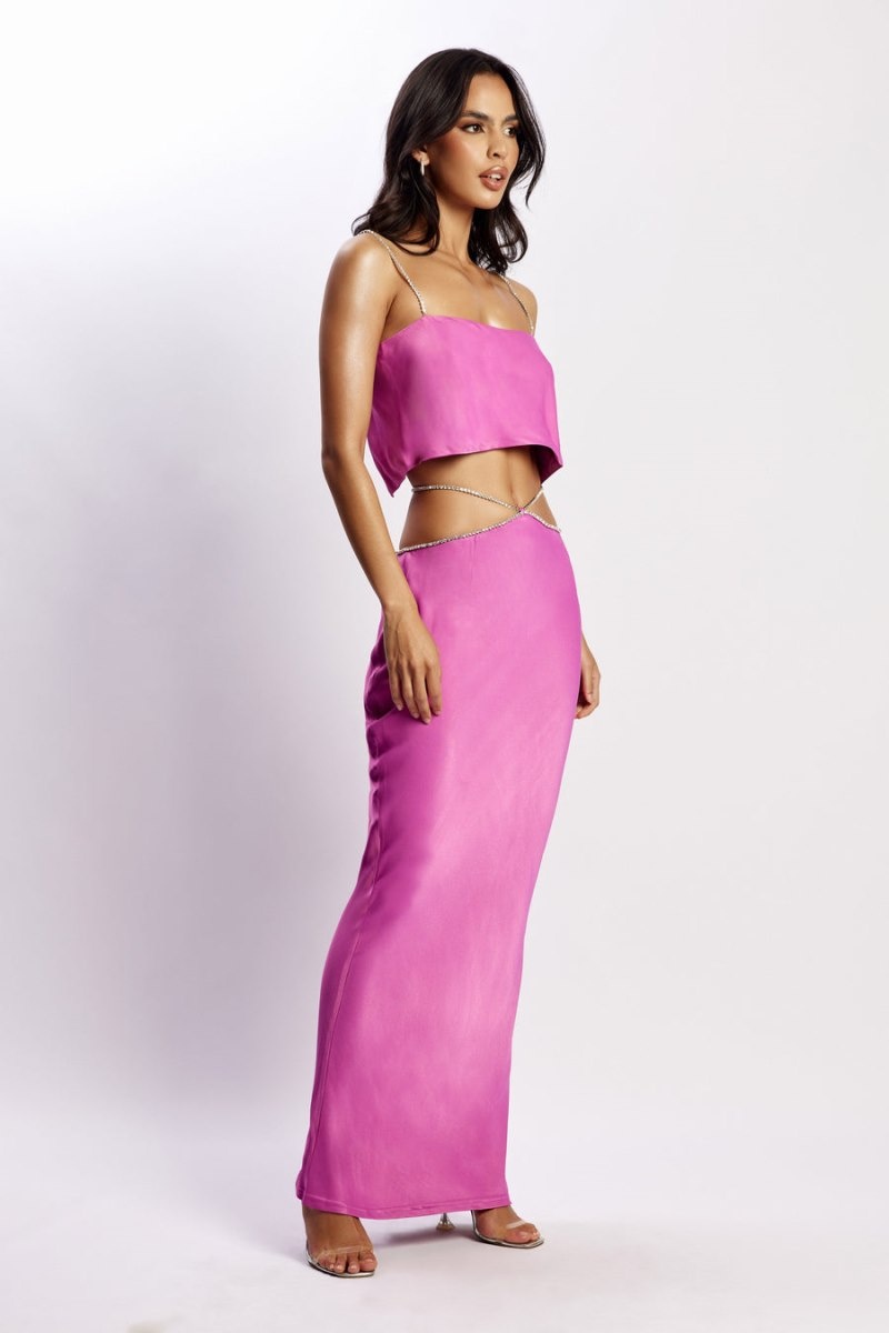 Women's Meshki Dayana Diamante Maxi Skirts Purple Australia | N2T-3062