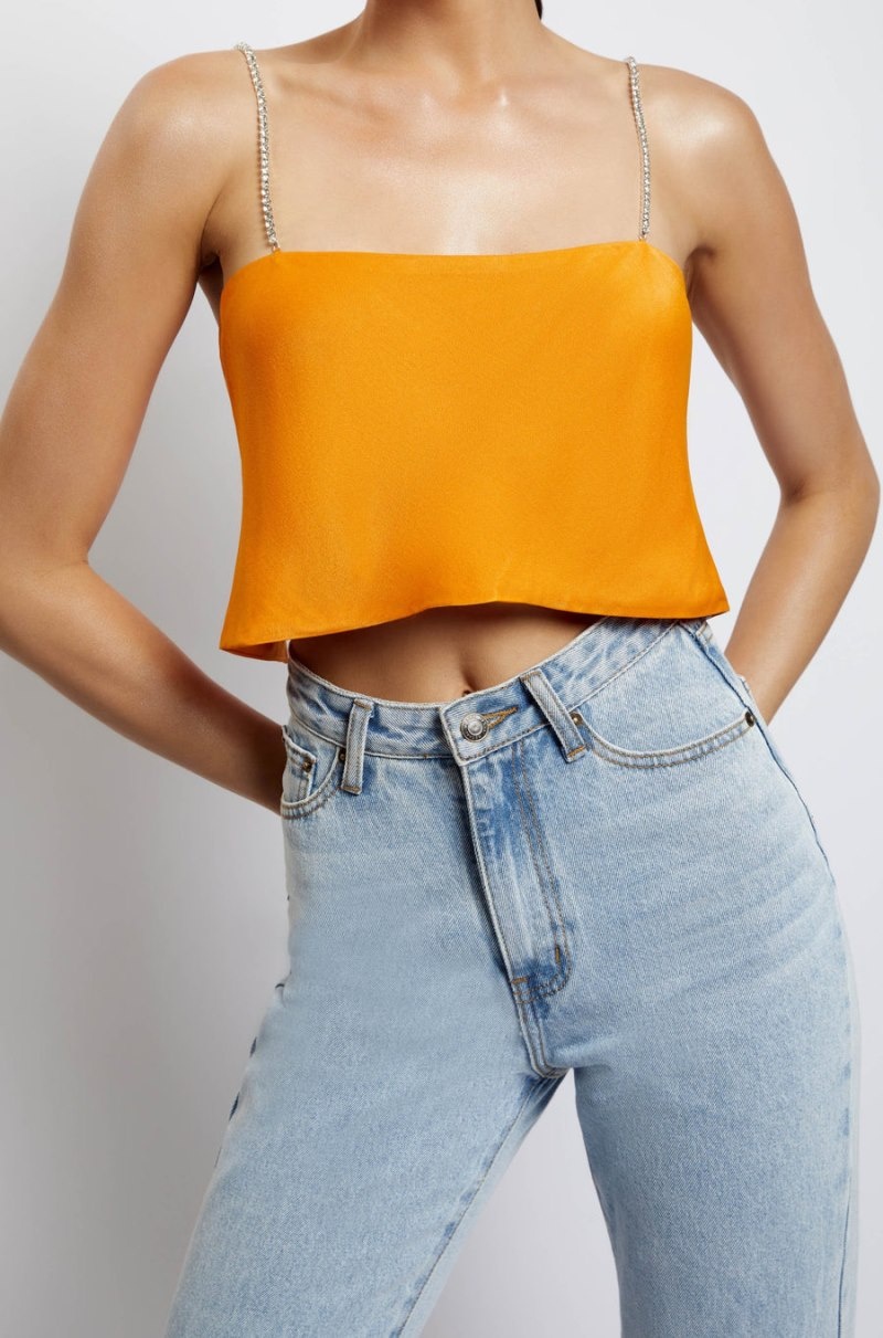 Women's Meshki Dayana Straight Cut Crop Tops Orange Australia | H1W-4253