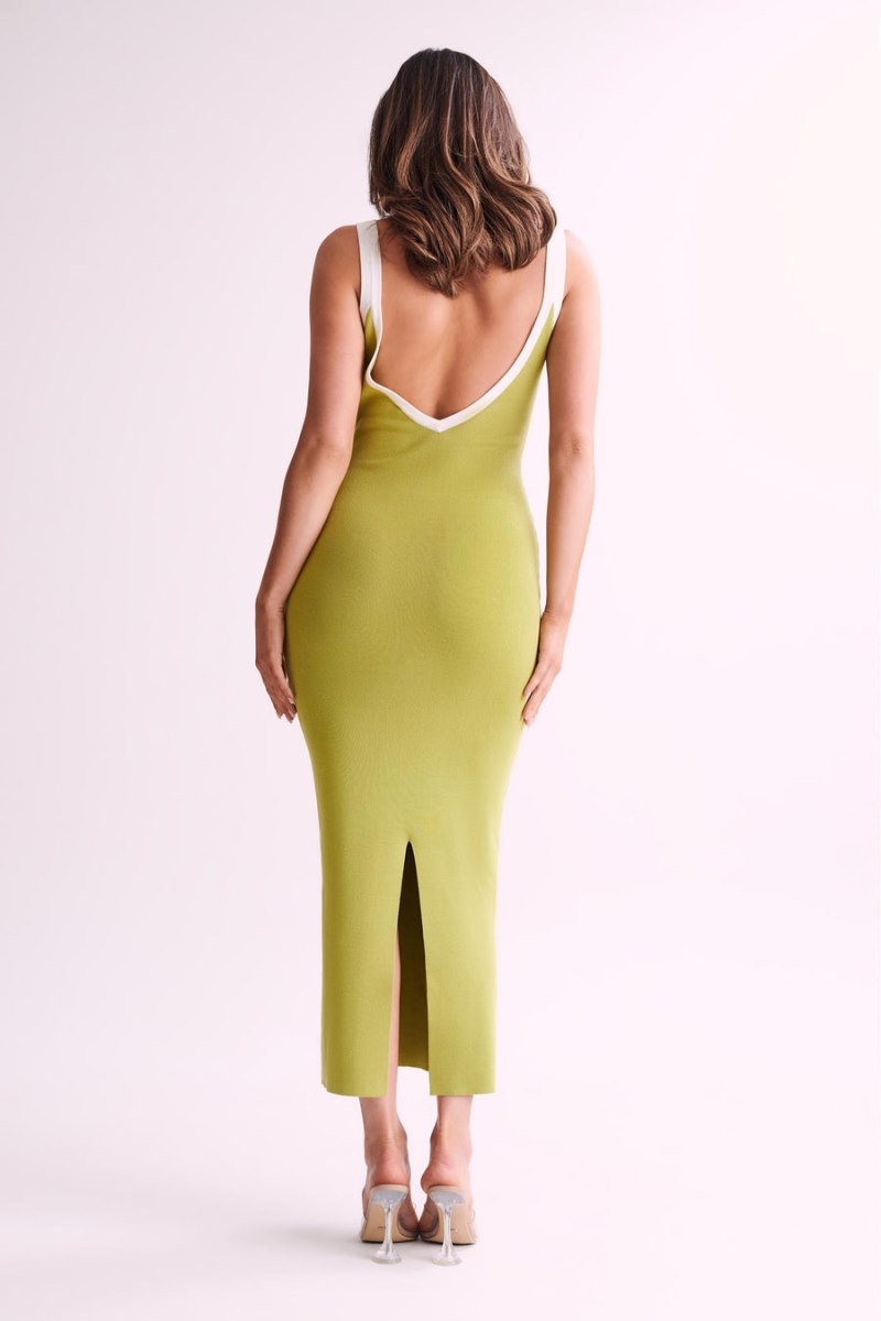 Women's Meshki Debbi Contrast Knit Midi Dress Green Australia | U8S-6409