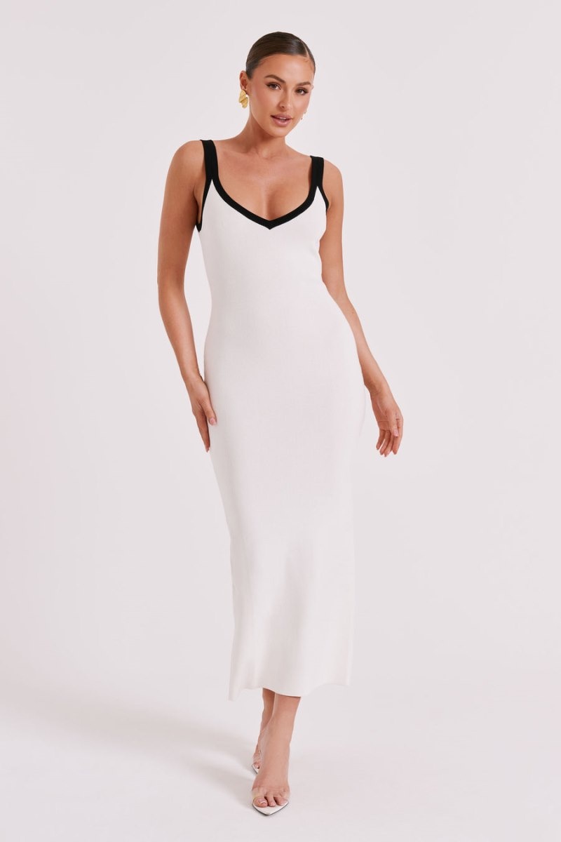 Women's Meshki Debbi Contrast Knit Midi Dress White Australia | K0U-1781