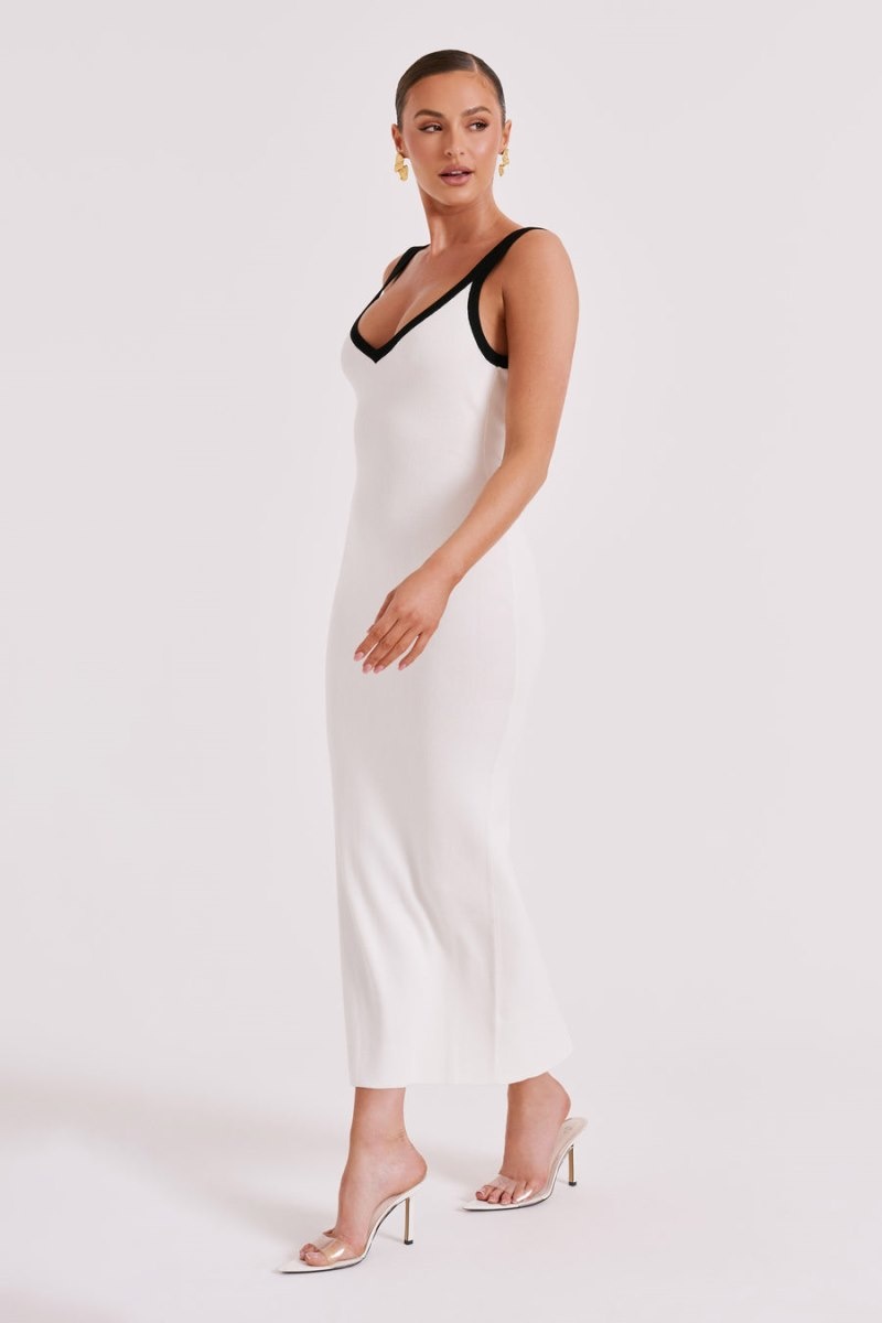 Women's Meshki Debbi Contrast Knit Midi Dress White Australia | K0U-1781