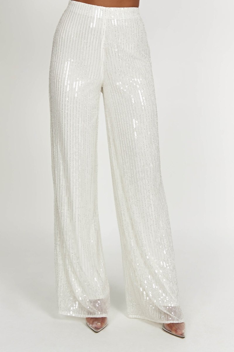 Women's Meshki Diaz Sequin Pants White Australia | H7I-4993