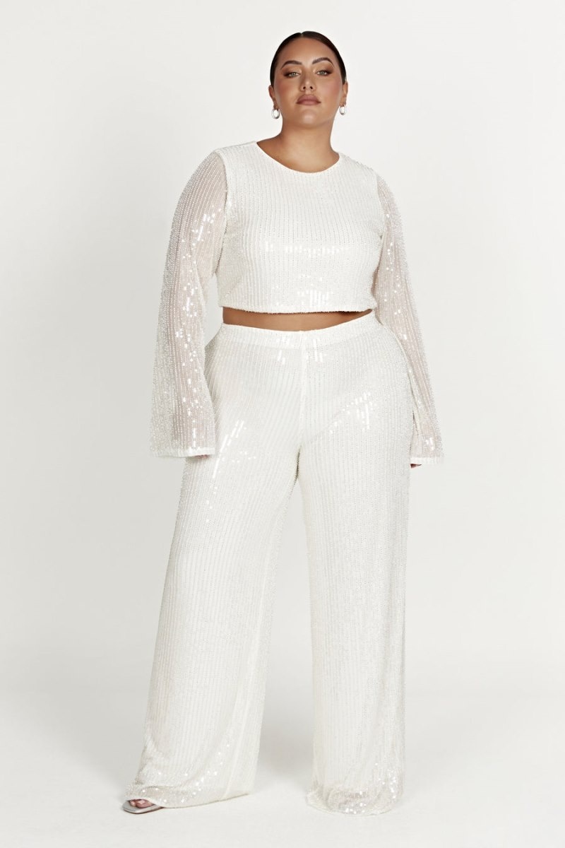 Women's Meshki Diaz Sequin Pants White Australia | H7I-4993