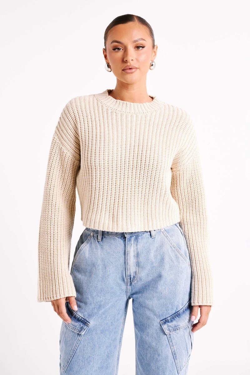 Women\'s Meshki Didi Cropped Knit Jumper Cream Australia | C3K-0341