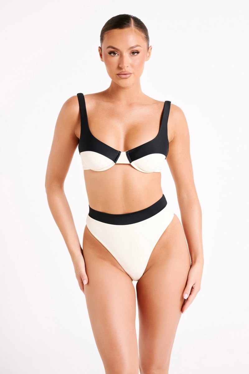 Women's Meshki Dolores Recycled Contrast Bikini Top Bikinis White Australia | A6R-5113