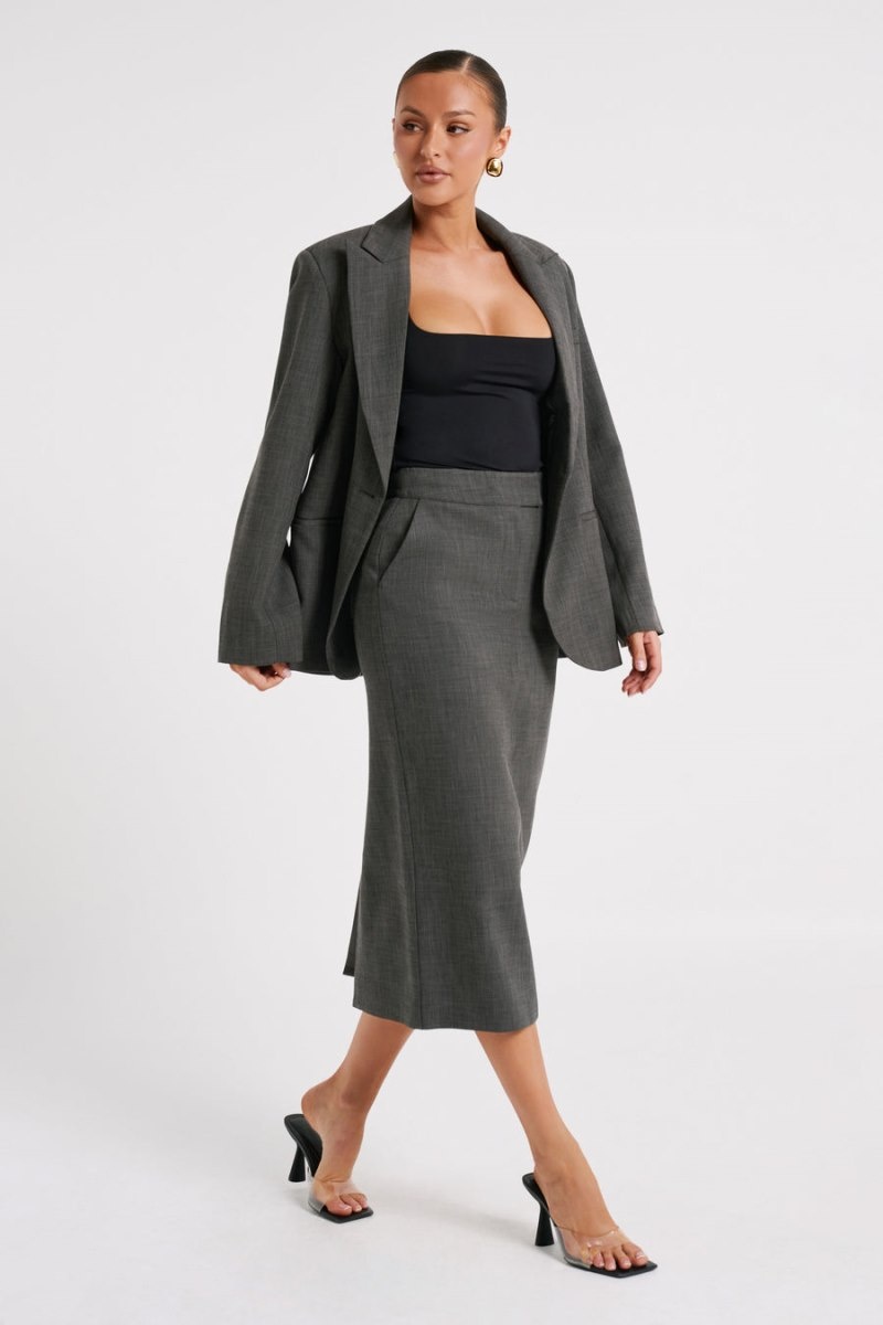 Women's Meshki Drew Oversized Textured Blazers Deep Grey Australia | V3G-3775