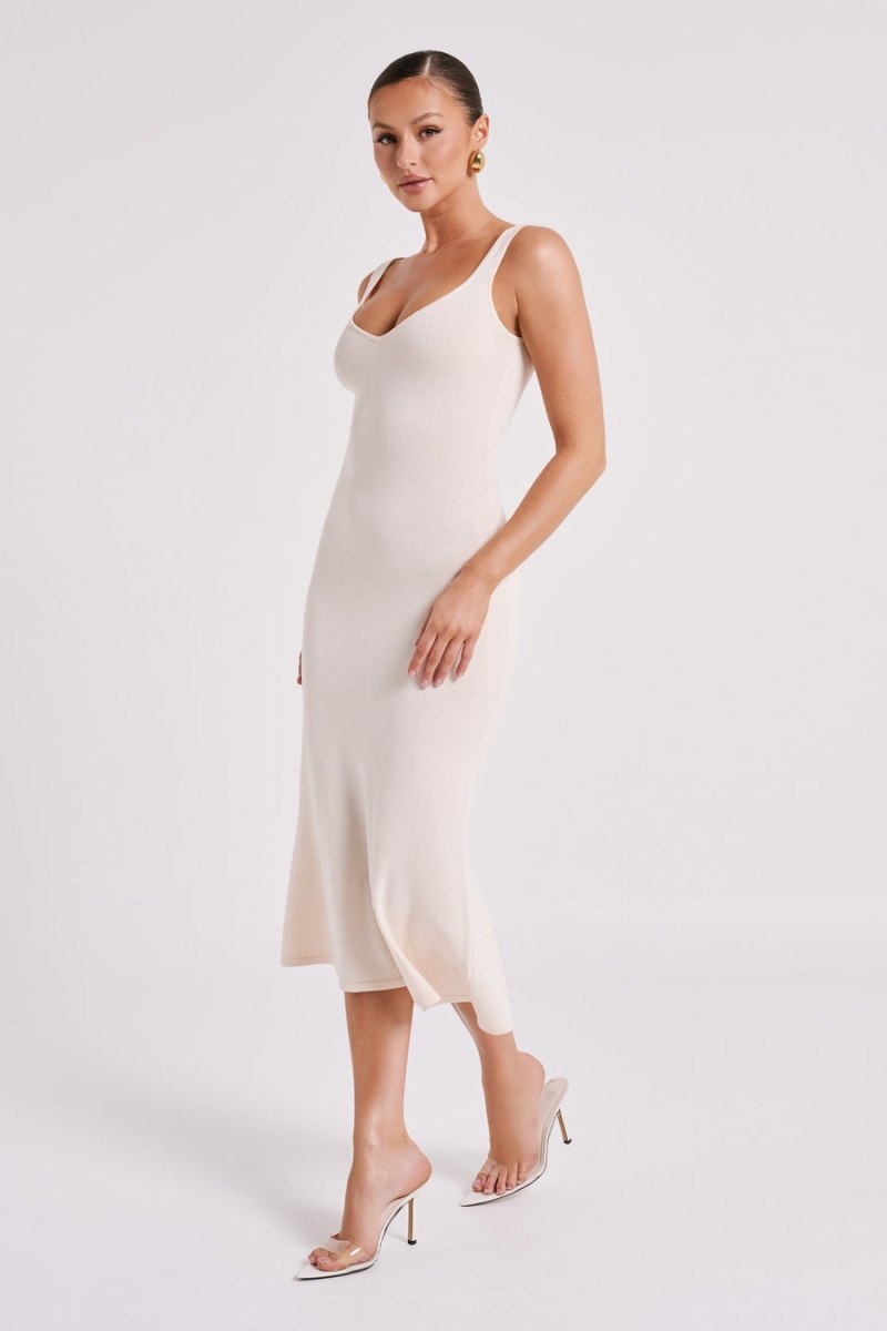 Women's Meshki Easton Knit Midi Dress White Australia | V5V-5335