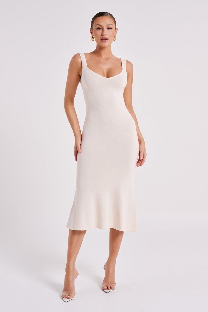 Women\'s Meshki Easton Knit Midi Dress White Australia | V5V-5335