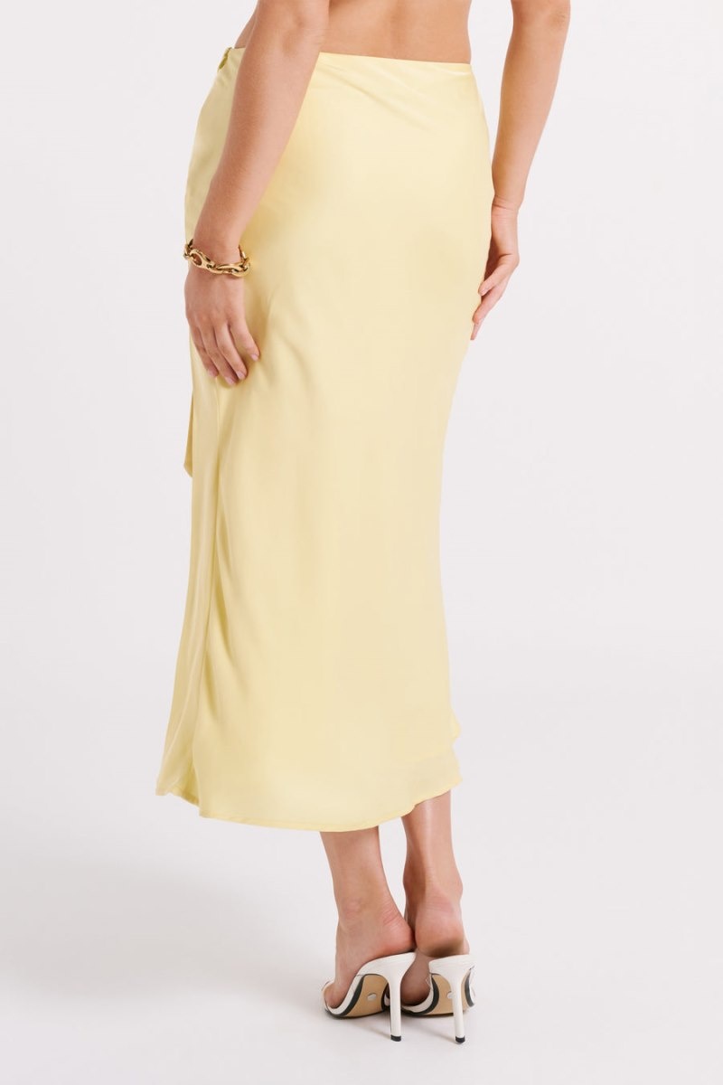 Women's Meshki Edie Satin Midi Tie Skirts Yellow Australia | Z5V-3738