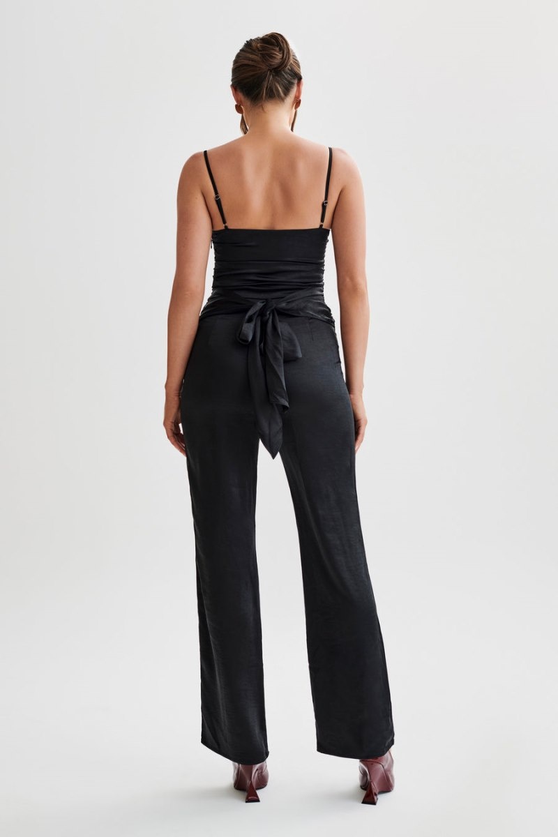 Women's Meshki Elina Twist Satin Jumpsuit Black Australia | N6O-0265