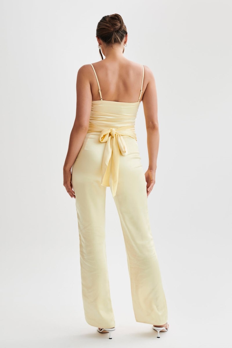 Women's Meshki Elina Twist Satin Jumpsuit Light Yellow Australia | W9X-8170