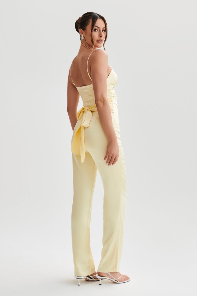 Women's Meshki Elina Twist Satin Jumpsuit Light Yellow Australia | W9X-8170