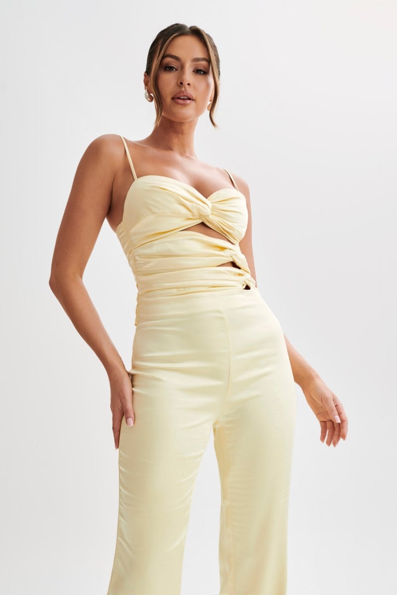 Women's Meshki Elina Twist Satin Jumpsuit Light Yellow Australia | W9X-8170