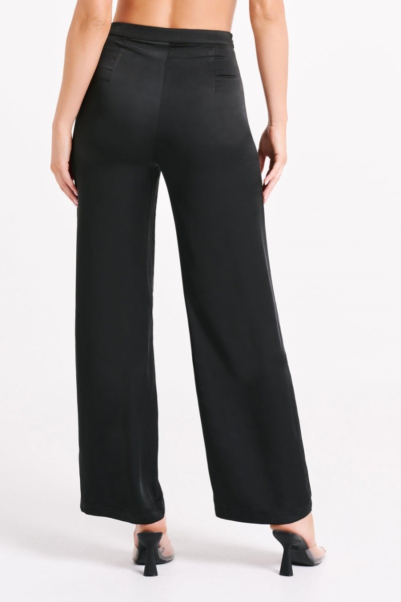 Women's Meshki Elisa Satin Straight Leg Pants Black Australia | X1M-8466