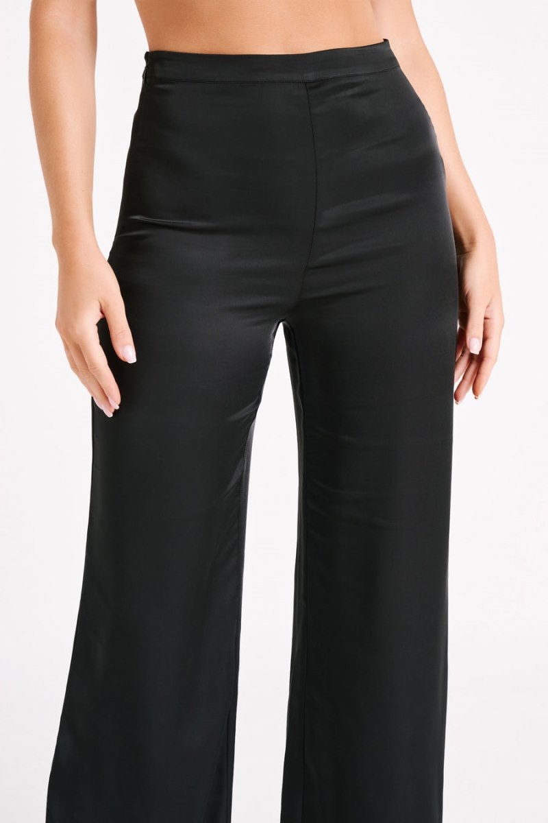 Women's Meshki Elisa Satin Straight Leg Pants Black Australia | X1M-8466