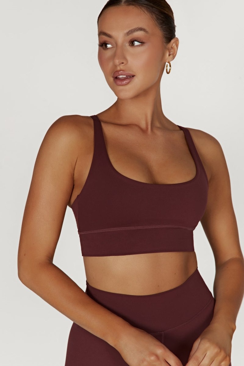 Women's Meshki Elise V Back Cami Crop Tops Dark Red Australia | M2V-1820