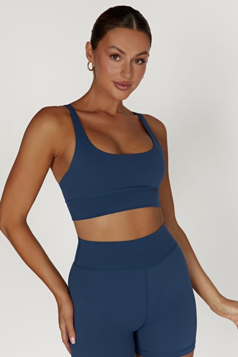 Women's Meshki Elise V Back Cami Crop Tops Navy Australia | X6F-3449