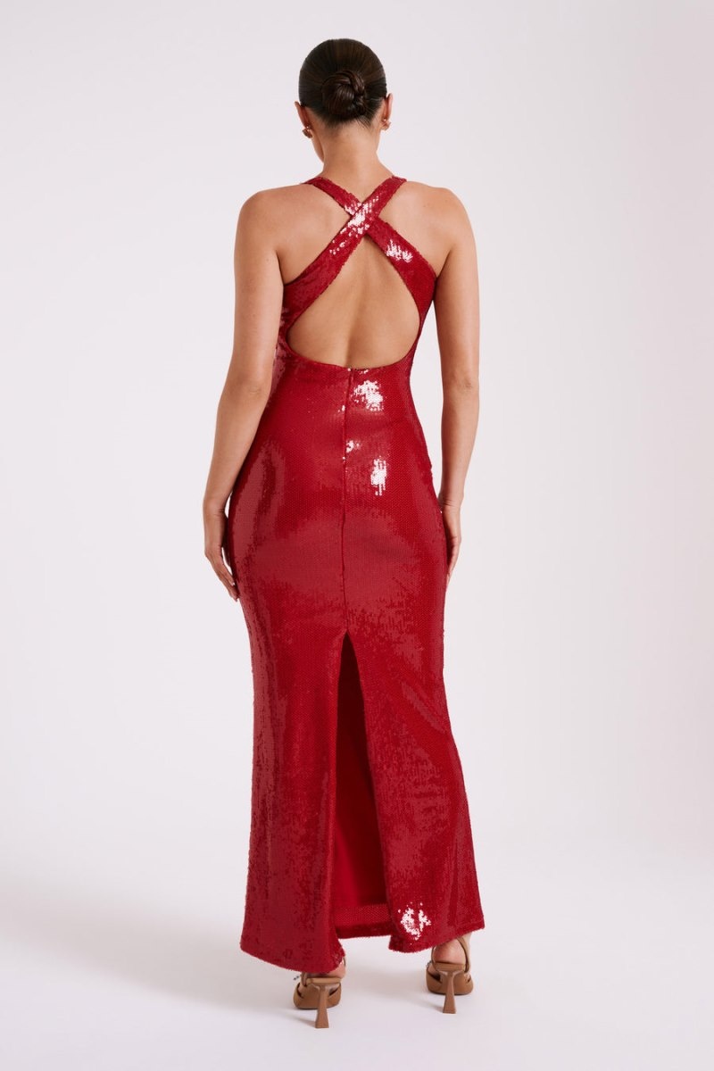 Women's Meshki Eliza Rose Sequin Maxi Dress Red Australia | E4T-0491