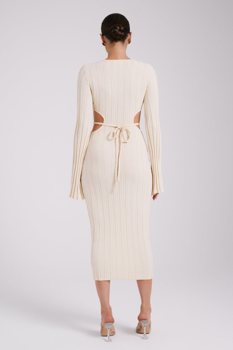 Women's Meshki Elodie Knit Midi Dress Cream Australia | A4P-6206