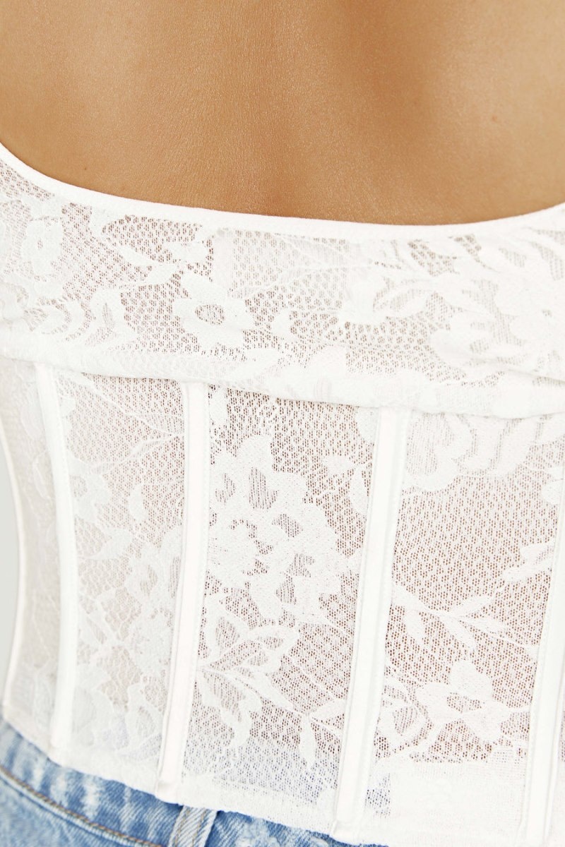 Women's Meshki Elsie Lace Bustier Tops White Australia | E1C-8089