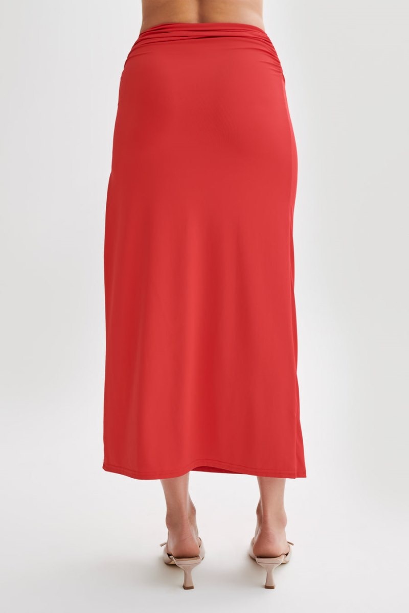 Women's Meshki Emma Recycled Nylon Maxi Skirts Red Australia | D5P-6243