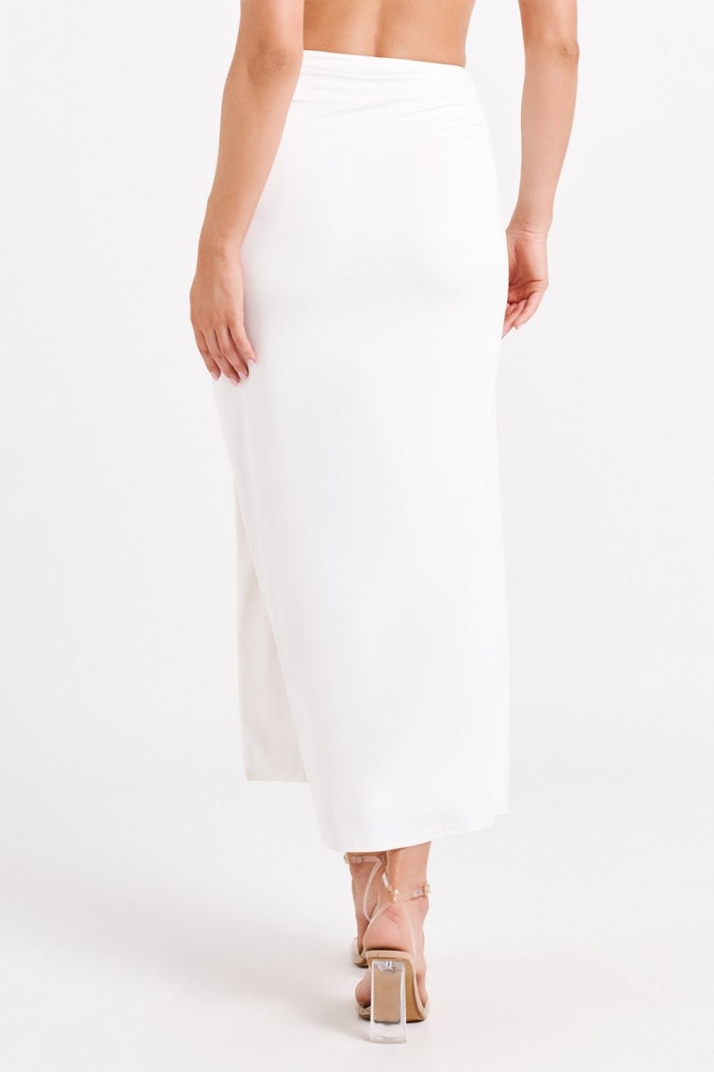 Women's Meshki Emma Recycled Nylon Maxi Skirts White Australia | C6B-3184