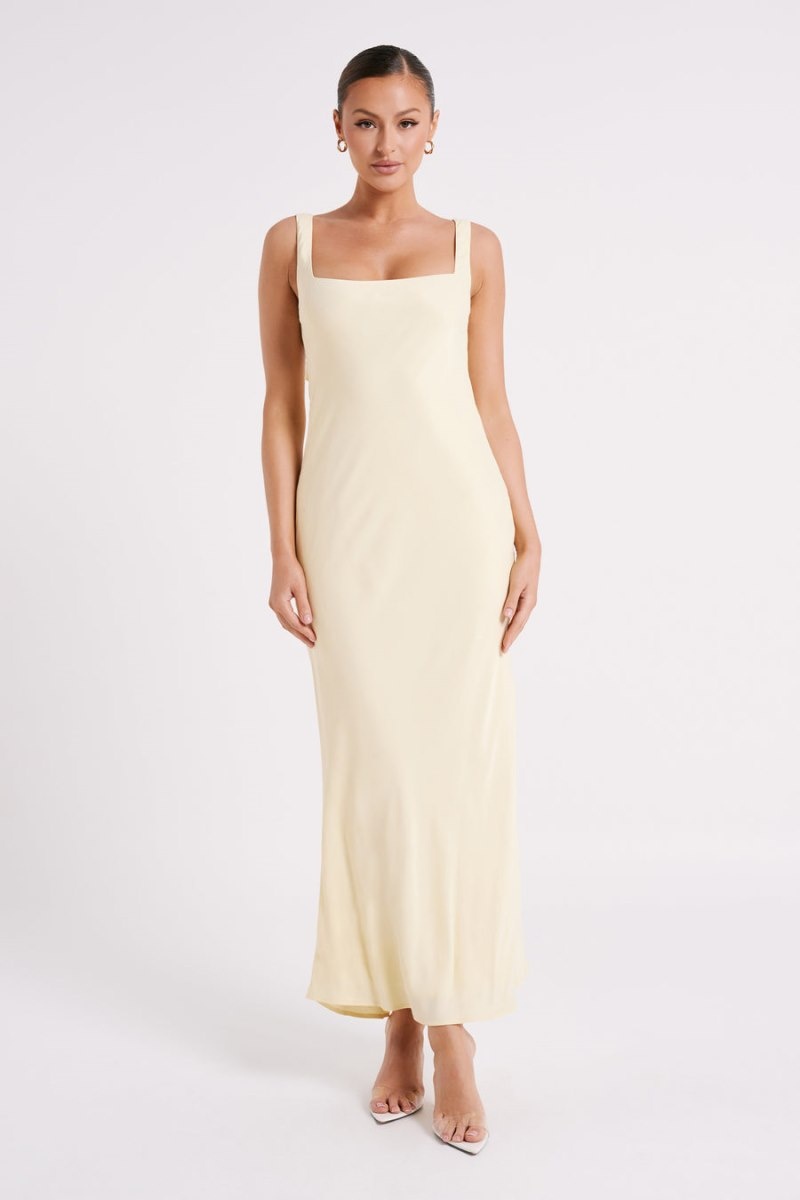 Women's Meshki Ensley Satin Maxi Dress Light Yellow Australia | A7C-5722