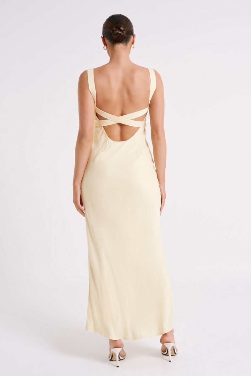 Women's Meshki Ensley Satin Maxi Dress Light Yellow Australia | A7C-5722