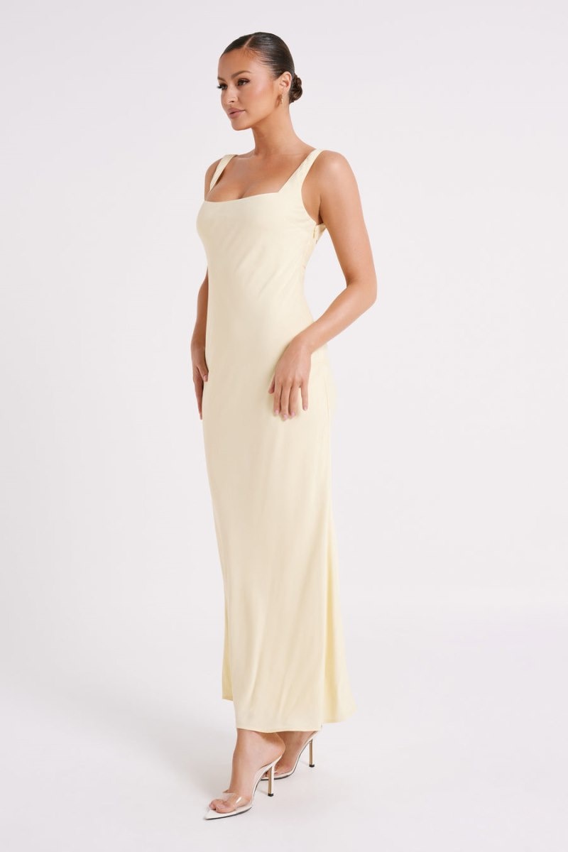 Women's Meshki Ensley Satin Maxi Dress Light Yellow Australia | A7C-5722