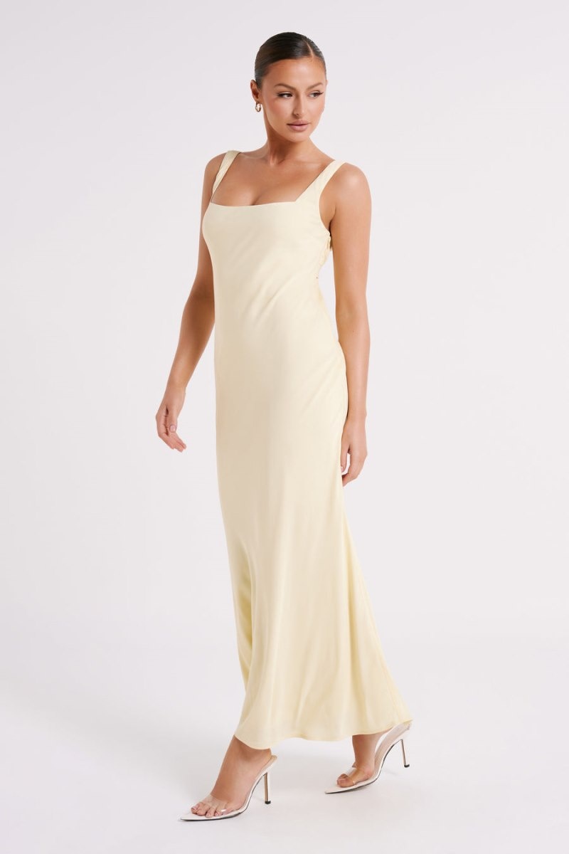 Women's Meshki Ensley Satin Maxi Dress Light Yellow Australia | A7C-5722