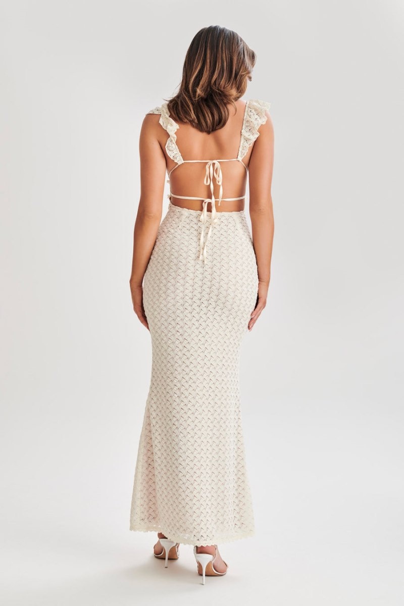 Women's Meshki Ezra Lace Maxi Dress White Australia | E1L-0960