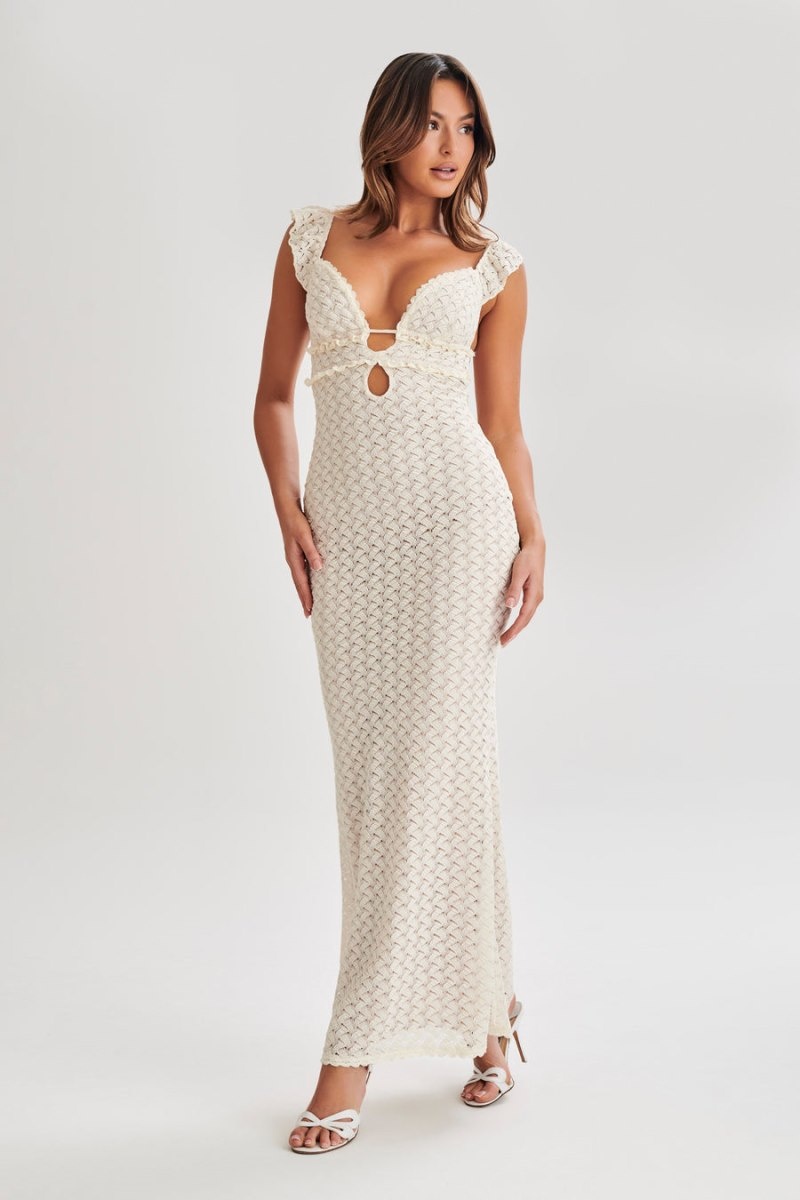 Women's Meshki Ezra Lace Maxi Dress White Australia | E1L-0960