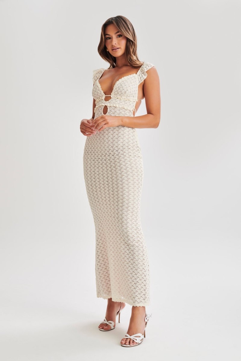 Women's Meshki Ezra Lace Maxi Dress White Australia | E1L-0960