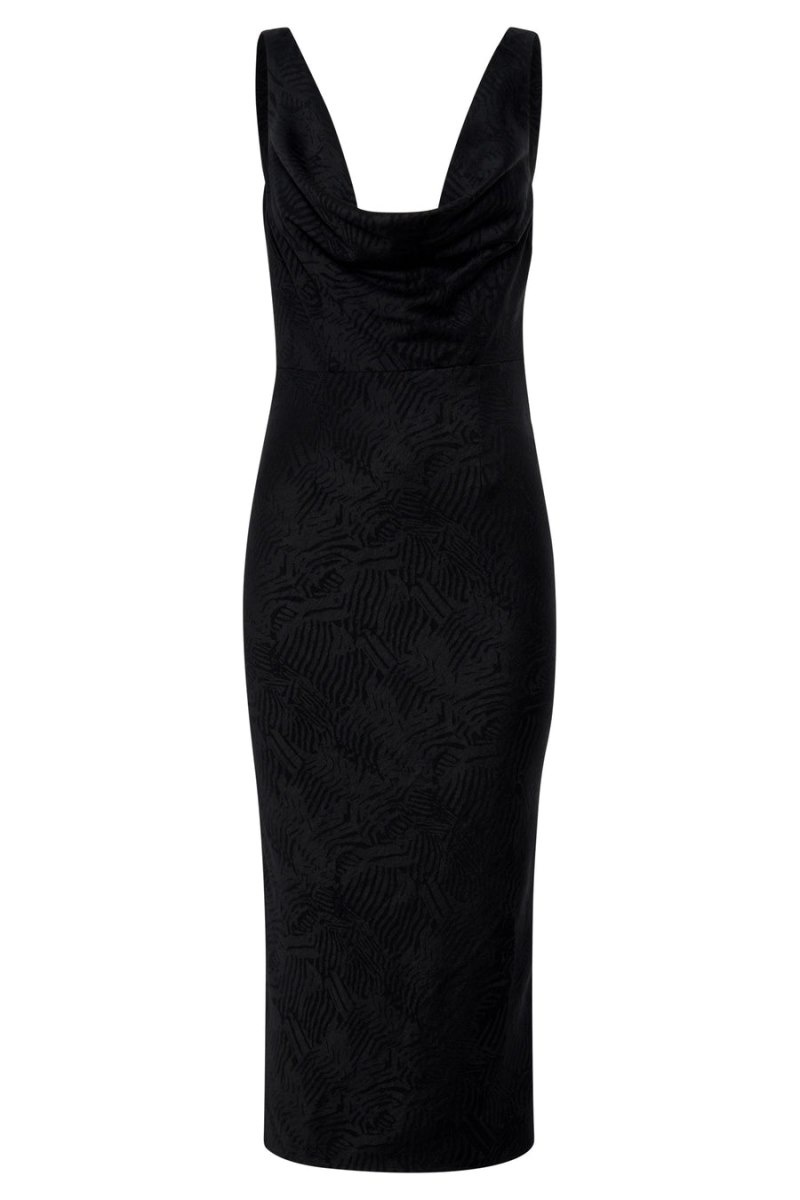 Women's Meshki Fallon Cowl Midi Dress Black Australia | R7K-0241