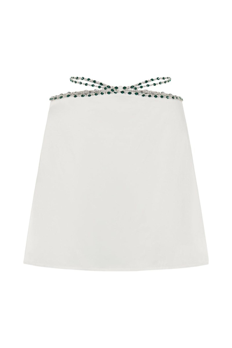 Women's Meshki Farah Diamante Trim Mini Skirts White Australia | K2E-4285