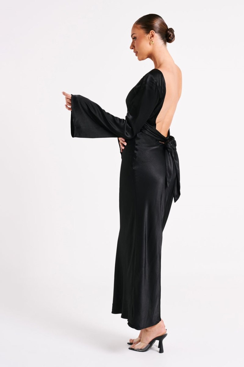 Women's Meshki Fernanda Long Sleeve Maxi Dress Black Australia | N6U-0148