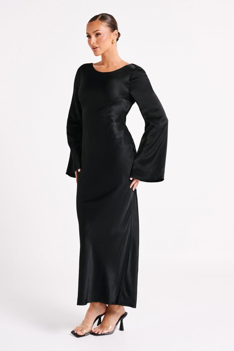 Women's Meshki Fernanda Long Sleeve Maxi Dress Black Australia | N6U-0148