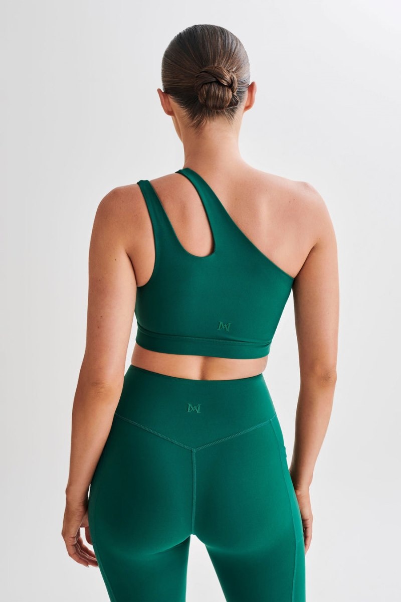 Women's Meshki Floyd One Shoulder Crop Tops Green Australia | U1Z-1808