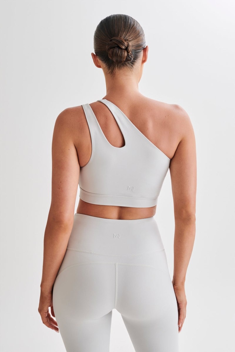 Women's Meshki Floyd One Shoulder Crop Tops Grey Australia | J0V-0889